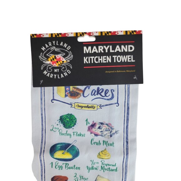 Kay Dee Christmas Kitchen Towels Lot of 2 Crab My Maryland Crab Cakes Recipe NWT - Picture 8 of 11